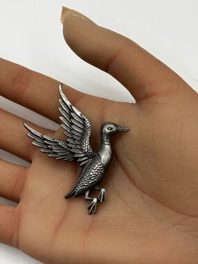 Vintage "50s Vision" Pewter Duck/Bird Brooch